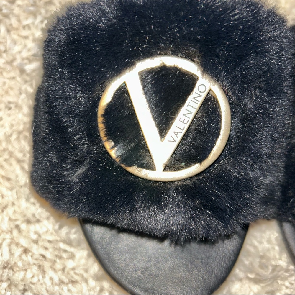 Valentino Black Fur Sandals with Gold Accent. BUNDLE with Dior box and ribbon 🎀 - Picture 3 of 7